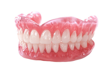 Obraz premium Dental model showing upper and lower teeth on a white background for educational purposes in a dental office setting