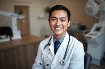 Male doctor portrait in medical office