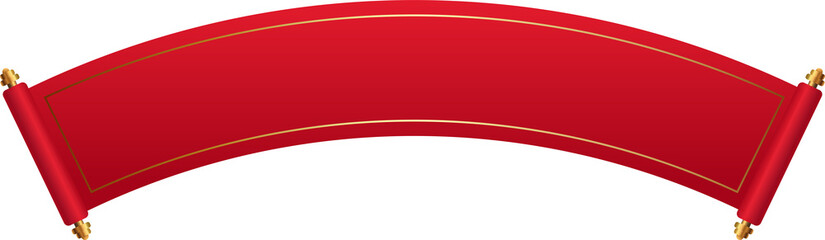 Red Chinese Scroll Banner with Gold Trim