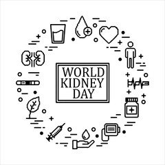 A Professional Healthcare World Kidney Day Symbol, Showcasing Medical Urology and Digital Organ Anatomy Health Awareness Prevention in a Flat Design Minimalist Vector for Hospital Wellness.