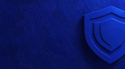 Digital security abstract graphic design: uses interlocking geometric patterns and shield symbols with layered gradients for modern cybersecurity visual identity