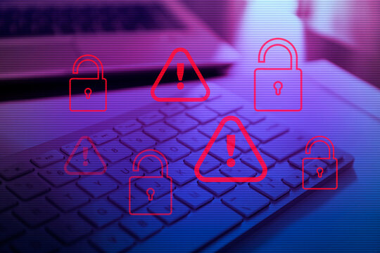 Malware attack virus alert , malicious software infection , cyber security awareness training to protect business information from threat attacks  - Powered by Adobe