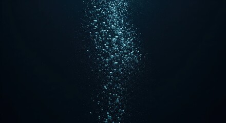 Fototapeta premium Bubbles Rising in Dark Water with Air Particles Creating an Underwater Scene
