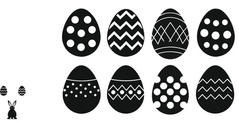 Egg icon set vectors illustration, Easter eggs vector illustration, isolated on transparent background. 