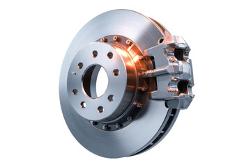 Fototapeta premium Brake system part shows detailed design that highlights technology and engineering in car manufacturing and maintenance processes