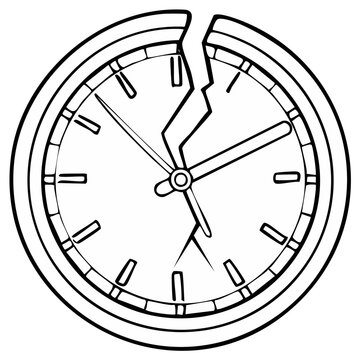 Cracked Analog Clock Face Symbolizing Broken Time or Deadline Crisis