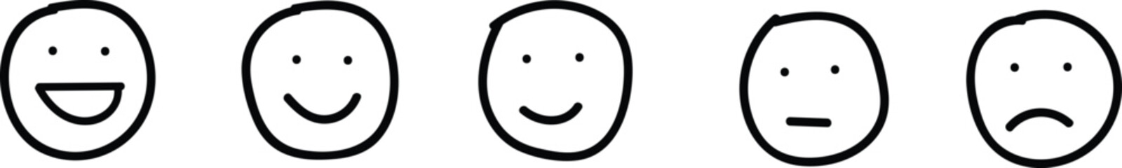 Fototapeta premium Hand Drawn Emoji Faces Set in Minimal Doodle Style