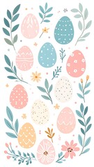 Colorful Easter Eggs with Floral Decorations.