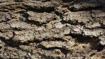 Ecological sample study: rope wear and natural erosion coexist on tree bark, side light reveals wood fiber details and soil for science