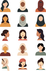 Modern Flat Female Avatar Icons Set &ndash; Diverse Women Portrait Illustrations