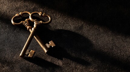 Visual metaphor of melancholy and hope: crossed keys in shadow symbolize entrapment and release, forgotten memory and rediscovery, introspective mood