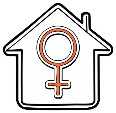 Female Symbol Inside House Icon