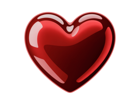 Shiny red heart symbol icon isolated on transparent background - Powered by Adobe