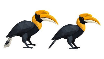 Fototapeta premium Illustration of Two Hornbills on White Background.