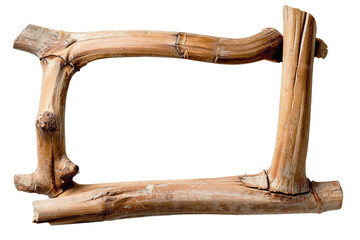 Obraz premium A bamboo frame shows organic curves with open spaces in the center. The frame is isolated on a transparent background, suitable for various design purposes