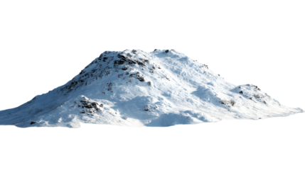 Snow-covered mountain stands alone in a bright white landscape during the winter months highlighting the coldness of the season