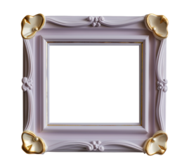 A lavender children's frame with a metallic gold border. The frame is cut out and placed on a transparent background, ideal for presenting photos or artwork