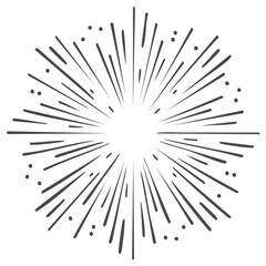 Obraz premium Hand drawn starburst explosion with dots and lines radiating from the center in a graphic style