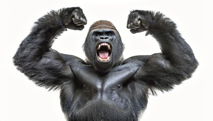 Powerful Silverback Gorilla Roaring and Flexing Muscles