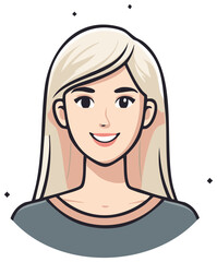 Stylized Portrait of a Smiling Woman with Blond Hair Wearing a Gray Top