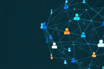 Network Connection Abstract People Networked Blue Neon Lighting Digital Network Structure Business Communication