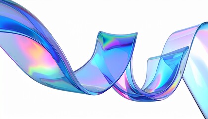 Flowing ribbon-like abstract shape with vibrant gradient colors on transparent background, dynamic and modern.