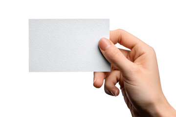 Obraz premium Blank card held in hand ready for writing or printing, suitable for various uses like invitations or notes