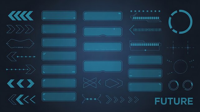 Blue Sci-Fi HUD Interface Pack: Futuristic UI Elements & Abstract Shapes - Powered by Adobe