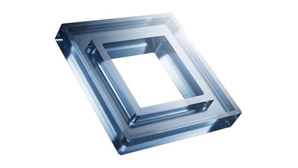 A blurry image of a metallic rectangular object with a hollow center