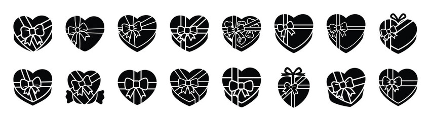 A set of valentine sweet gift minimal flat vector icon set. valentines day design element.