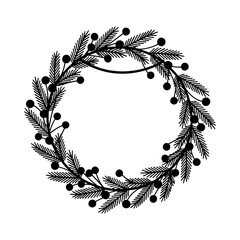 Christmas Tree Crown Line Illustration