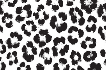 Obraz premium Abstract Black Brushstroke Leopard Pattern on White Background