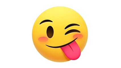Fototapeta premium Smiling face with tongue out emoji