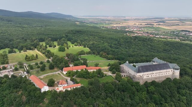 Aerial view of the Cerveny kamen Castle in Slovakia