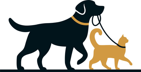 Stylish Pet Illustration: Cat and Dog 