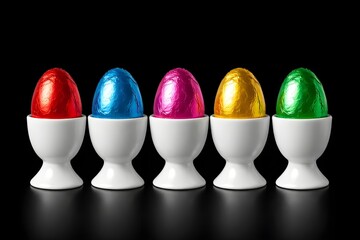 three colored easter eggs
