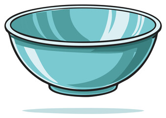 Illustration of an Empty Light Blue Bowl Ready for Food or Cereal