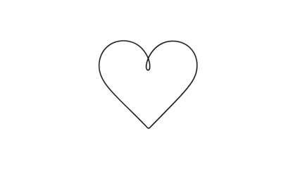 Continuous line drawing of a heart shape, simple black outline on a transparent background, minimalist vector icon for love and romance