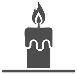 Simple Icon of a Burning Candle with Dripping Wax and Flame