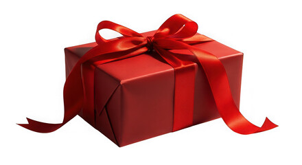Red gift box with bow isolated on transparent background