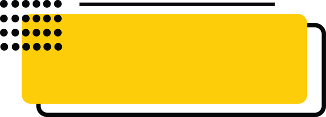 modern yellow geometric banner frame with black dots and lines for text overlay design isolated on white background.