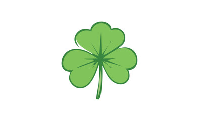 Flat vector shamrock icon in green color. Traditional Irish symbol of luck and St. Patrick&rsquo;s Day celebration. Suitable for icons, logos, badges, stickers, and holiday graphics.