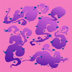 Gradient purple smoke shapes with blue particles © Gunawan