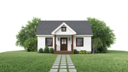 Cozy House in a Green Yard With a Path and Trees During Daytime