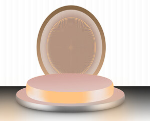 Elegant 3D Podium with Glowing Backdrop and Fluted Wall Texture