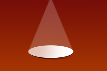 Dramatic Spotlight on Red Gradient Background with Circular Floor Stage