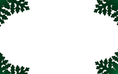 Green Gradient Snowflake Corner Frame on Light Grey Background