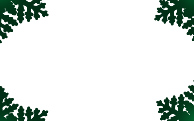 Green Gradient Snowflake Corner Frame on Light Grey Background