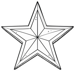 Obraz premium Stylized Five Pointed Star Shape Geometric Design Line Art Illustration