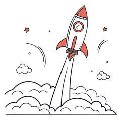 Flat Rocket Launch Growth Concept Illustration